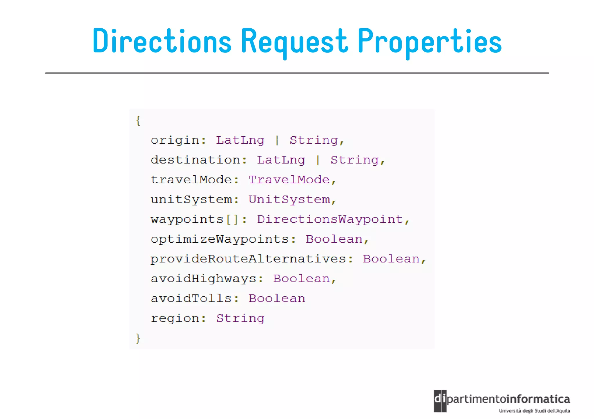 Directions Request Properties
 