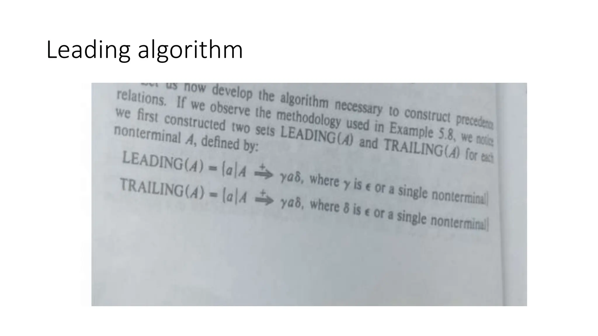 Leading algorithm