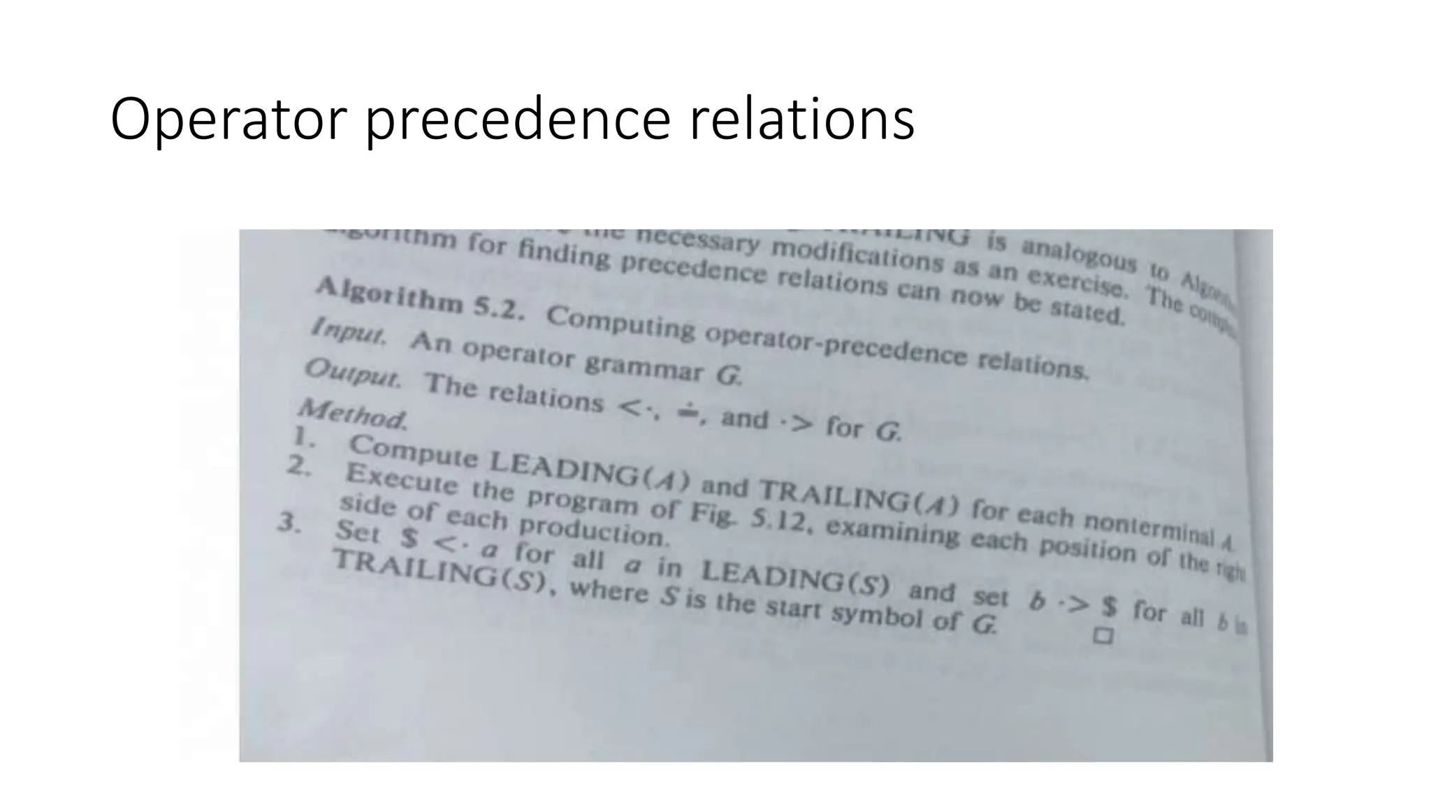 Operator precedence relations
