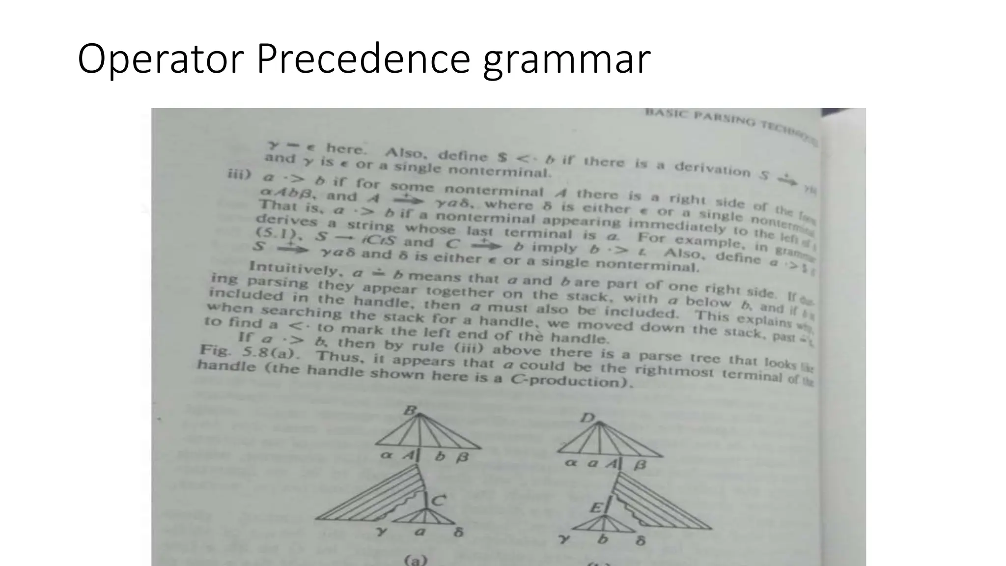 Operator Precedence grammar