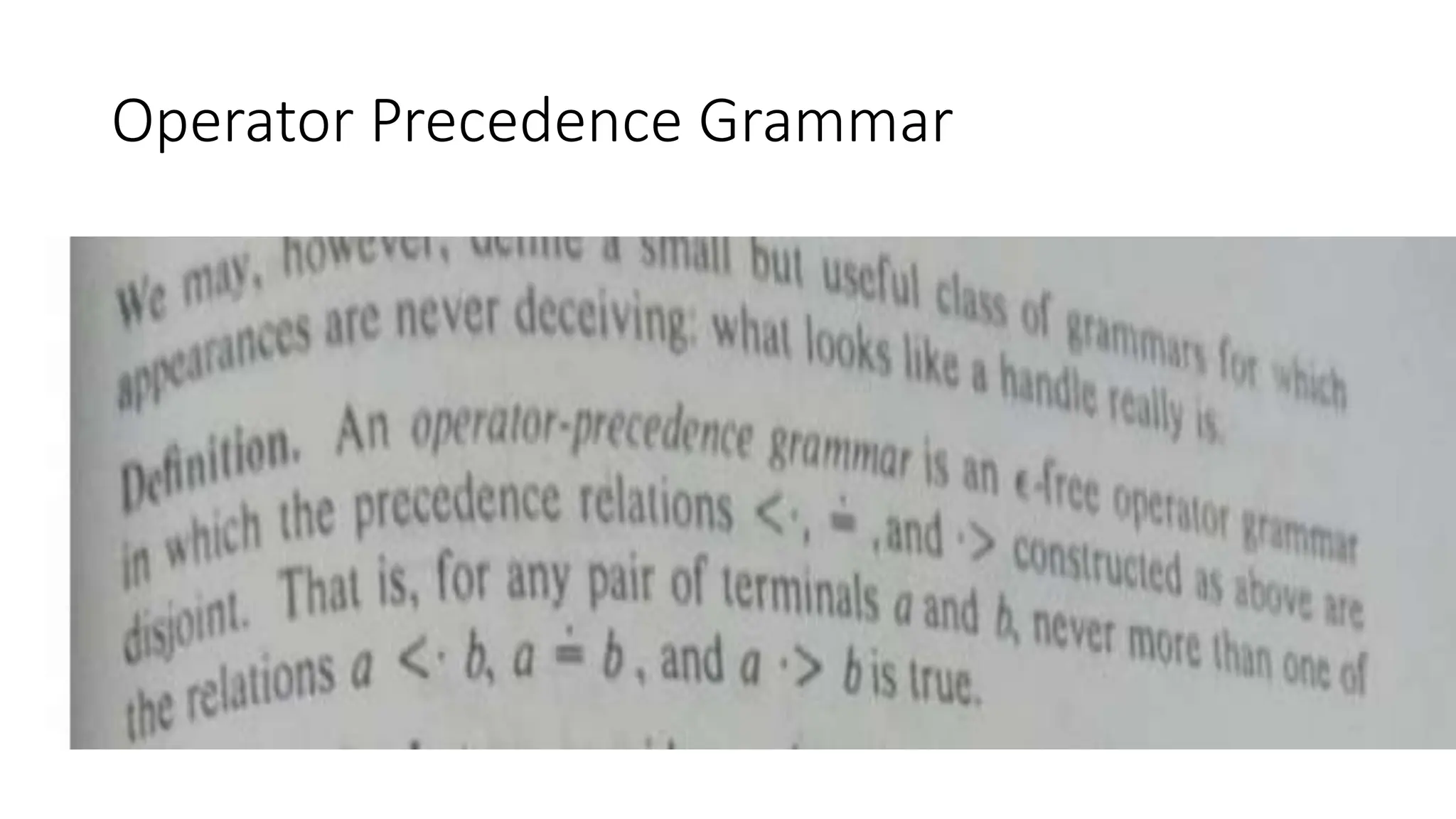 Operator Precedence Grammar