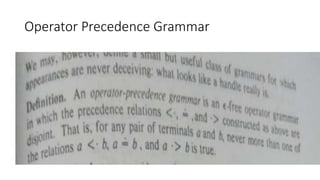 Operator Precedence Grammar
 