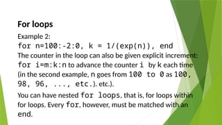Loops Branches and control flow in MATLAB | PPTX