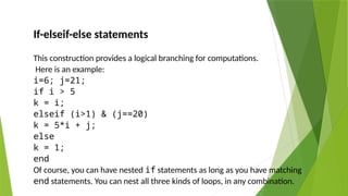 Loops Branches and control flow in MATLAB | PPTX