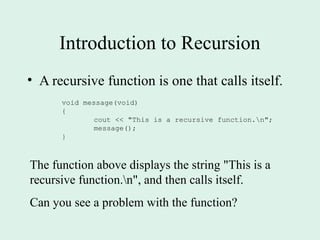 recursion functions in programming languages | PPT