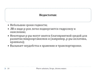 14 Pharm solutions, Sirups...Aroma waters
 