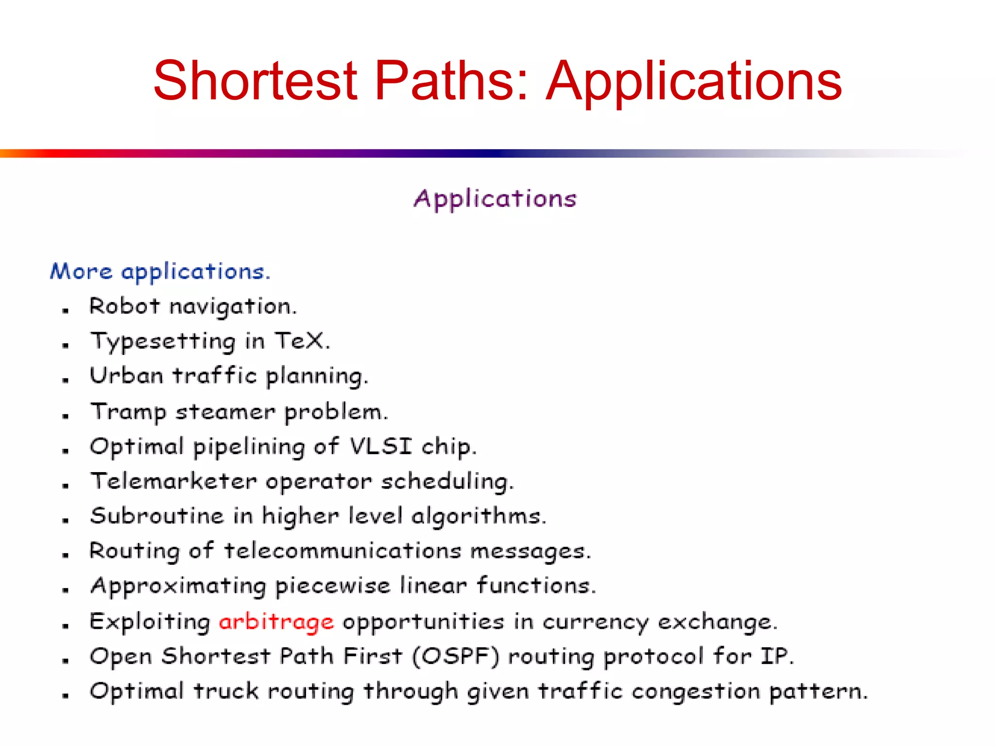Shortest Paths: Applications
 