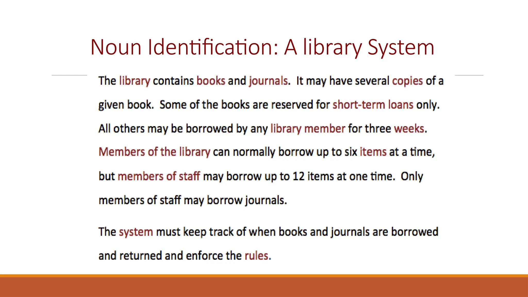 Noun Identification: A library System
 