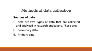 Methods of data collection
 