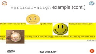 5/24/2023 Dept. of ISE, SJBIT 26
vertical-align example (cont.)
CS380
 