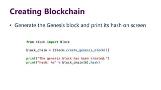 Lecture 17 (Blockchain Implementation using Python).pptx | Programming ...