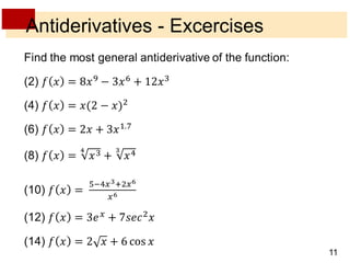 11 
Antiderivatives - Excercises 
 