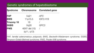 Genetic syndromes of hepatoblastoma
 