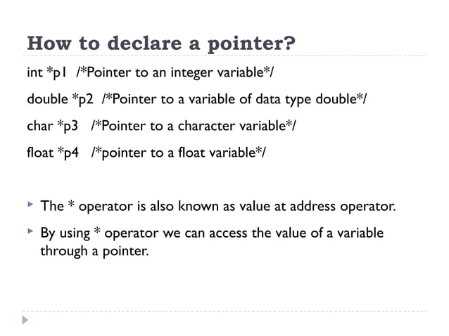 Lecture 18 - Pointers | PPT
