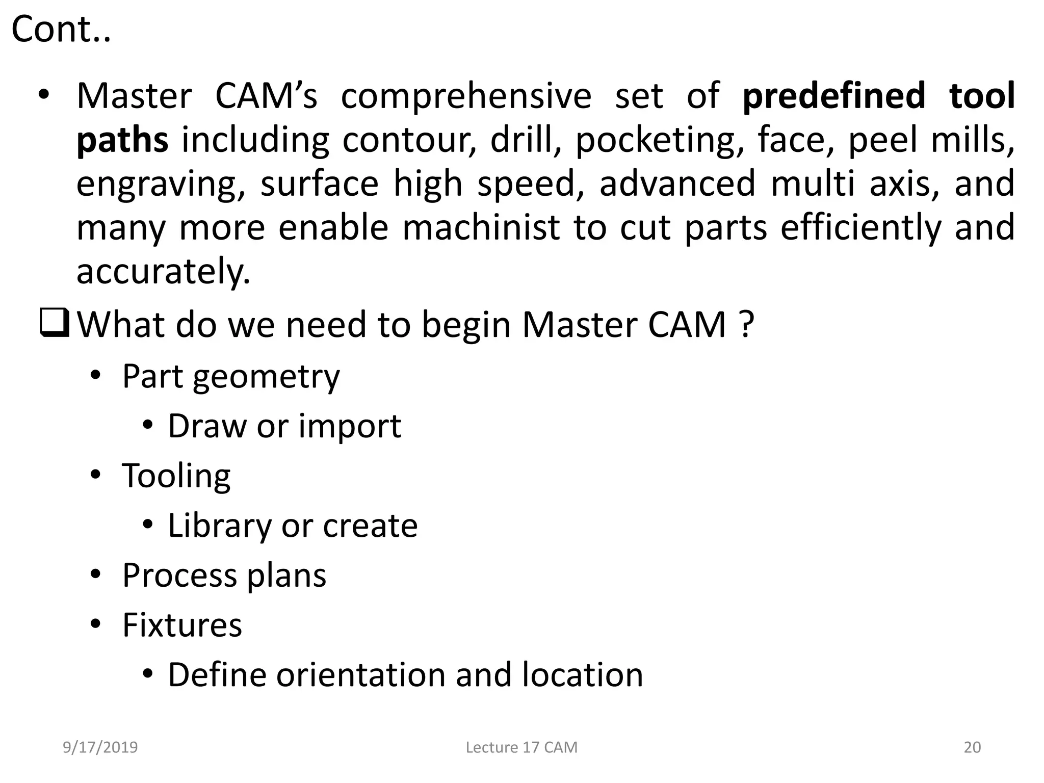 Lecture 3 Computer - Aided Manufacturing (CAM) | PPTX