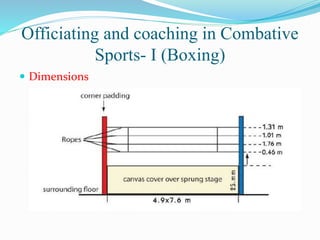 Officiating and coaching in Combative
Sports- I (Boxing)
 Dimensions
 
