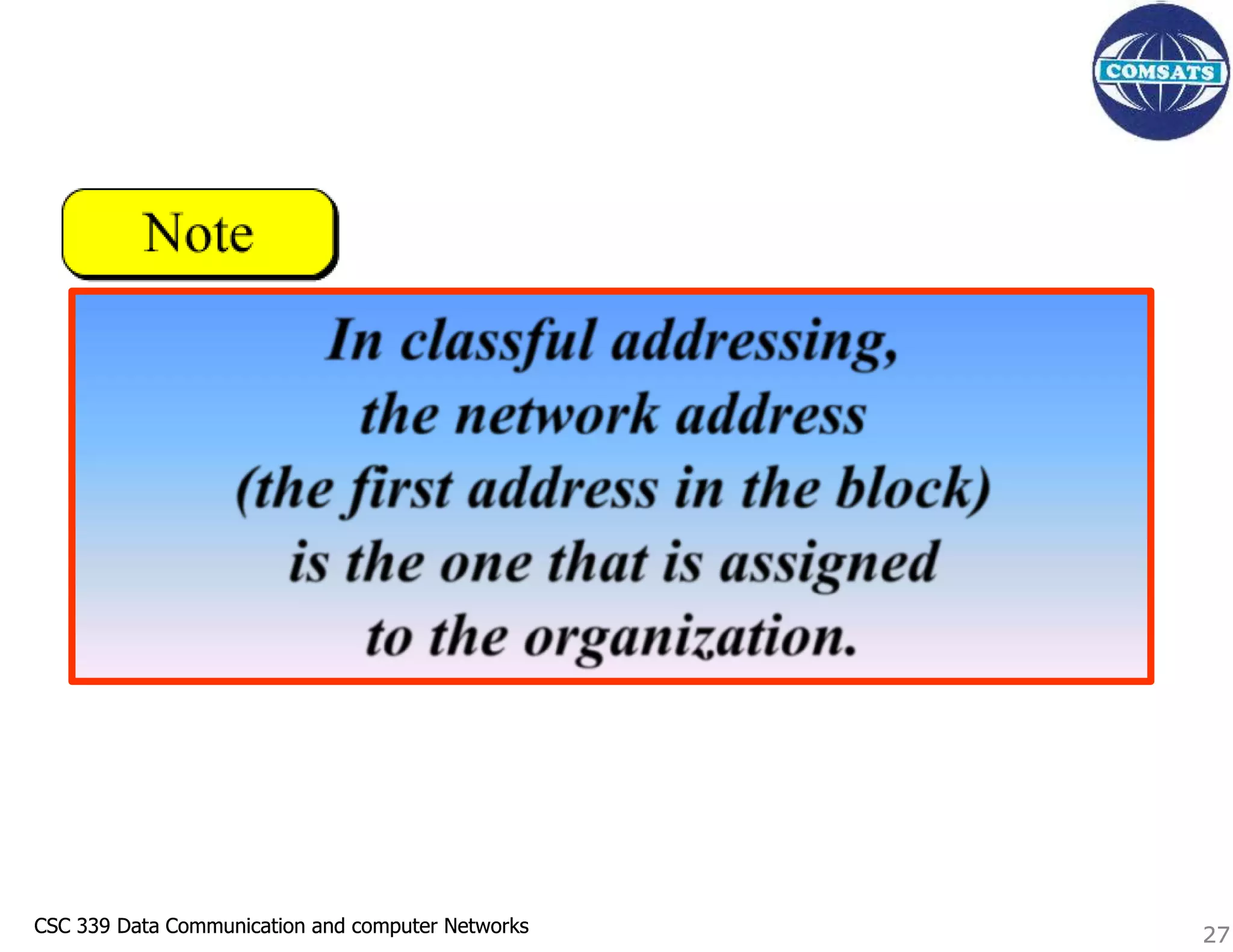CSC 339 Data Communication and computer Networks
CSC 339 Data Communication and computer Networks 27
27
 