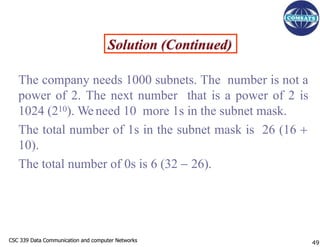 CSC 339 Data Communication and computer Networks
CSC 339 Data Communication and computer Networks
Solution (Continued)
The...