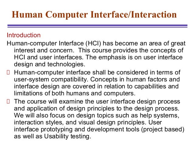 Introduction to hci introduction to human computer interface 