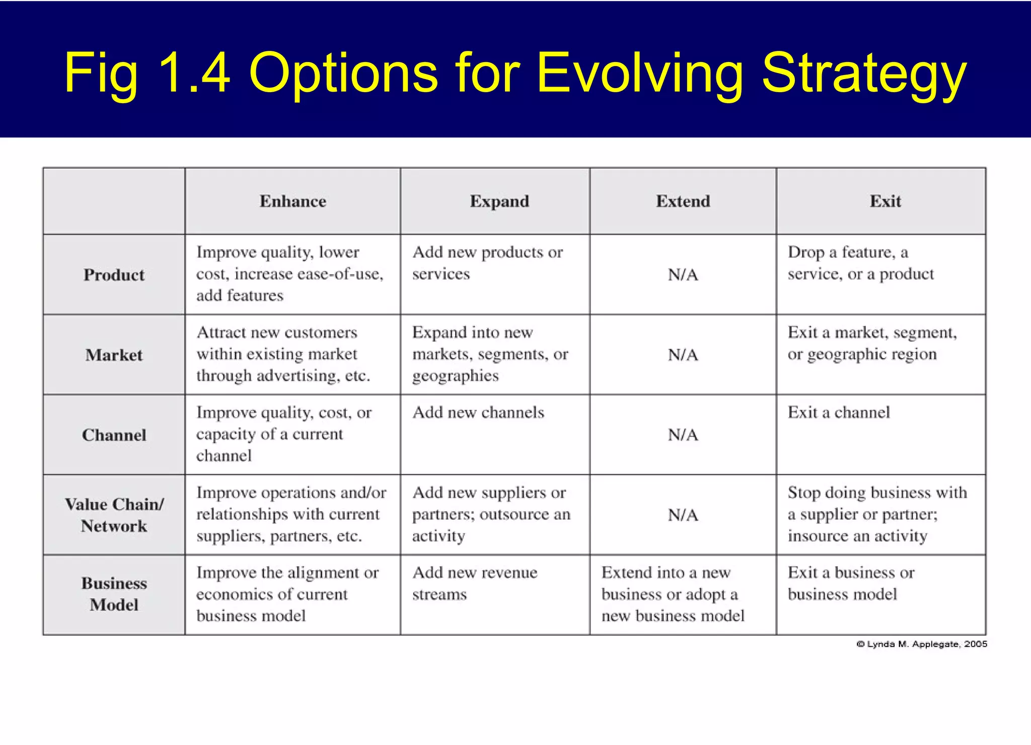 Fig 1.4 Options for Evolving Strategy

 