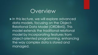 Comprehensive Overview of Object-Relational Data Models in Advanced ...