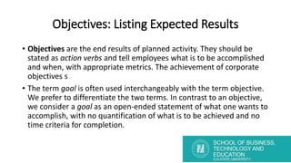 Stated Objectives Lecture 1 and 2 Strategic Planning.pptx