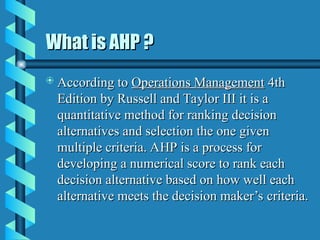 Lecture 1b AHP - Copy.pptwjsjw ww s d dd | PPT