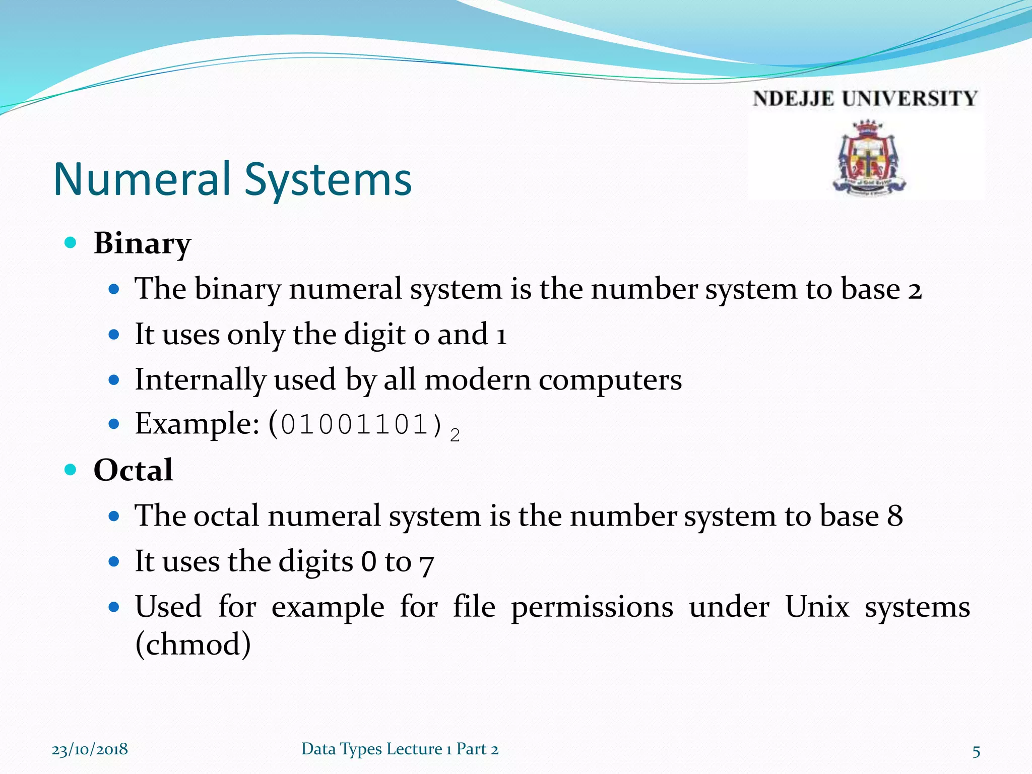 Lecture1b data types | PPT