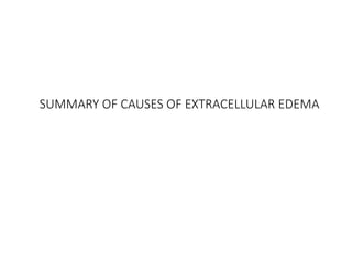 SUMMARY OF CAUSES OF EXTRACELLULAR EDEMA
 