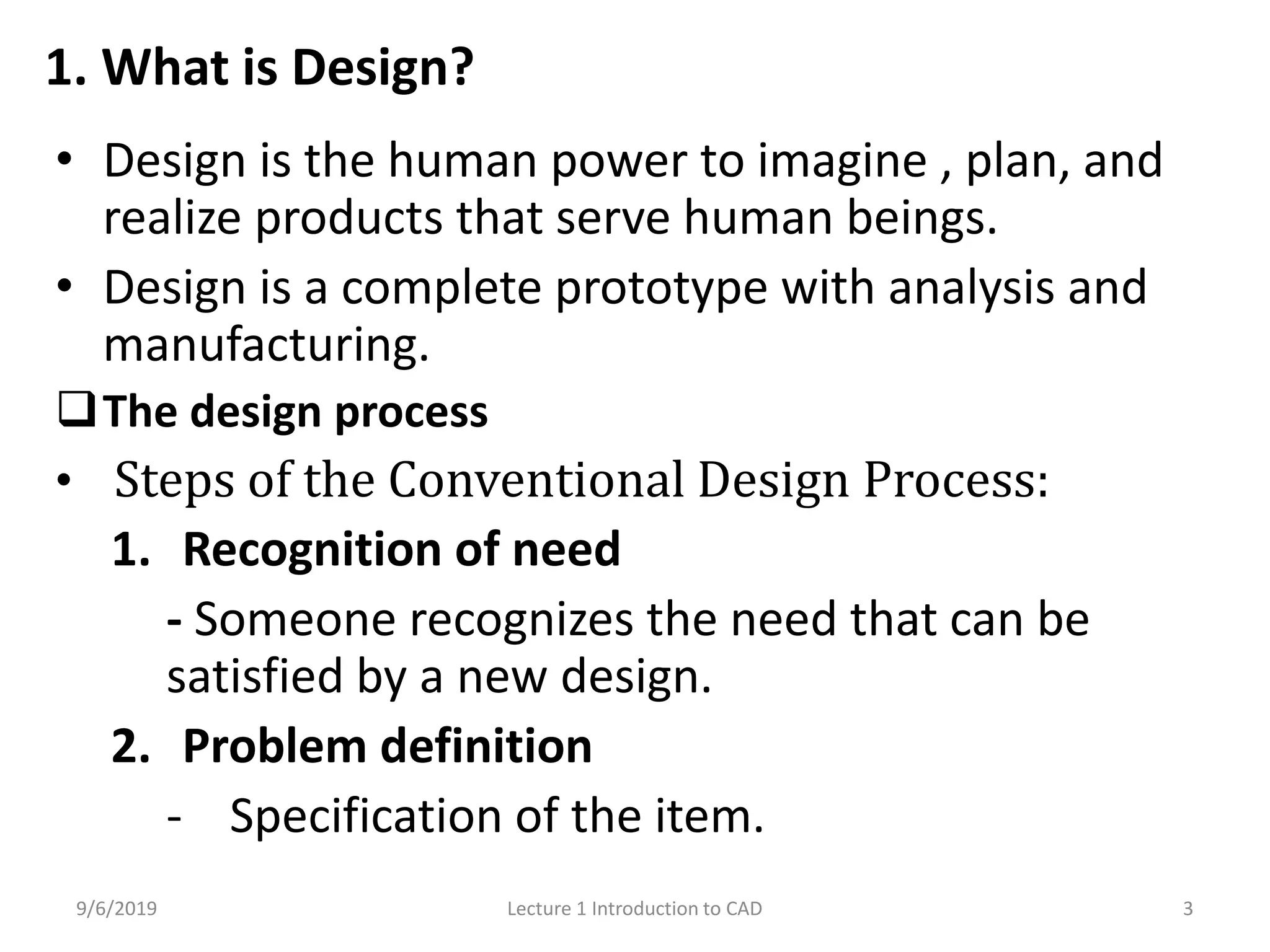 CAD/CAM/CIM (Lecture 1 CAD) | PPTX