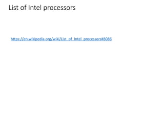 List of Intel processors
https://en.wikipedia.org/wiki/List_of_Intel_processors#8086
 