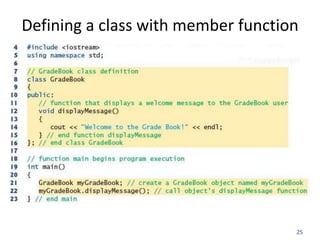25
Defining a class with member function
 