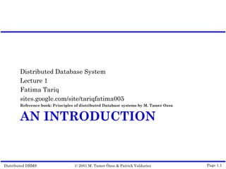 Lecture 1 DDBS.pdf basic introduction of distribution | PDF
