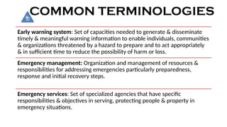 Disaster Management Key Terminologies LECTURE 1 DISASTER MANAGEMENT PART 1 FOR EMS STUDENTS | PPTX