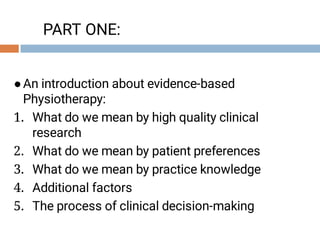 Lecture 1 Evidence based practice presentation | PDF