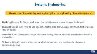 Lecture 1E Systems Engineering Overview, overview of Systems ...