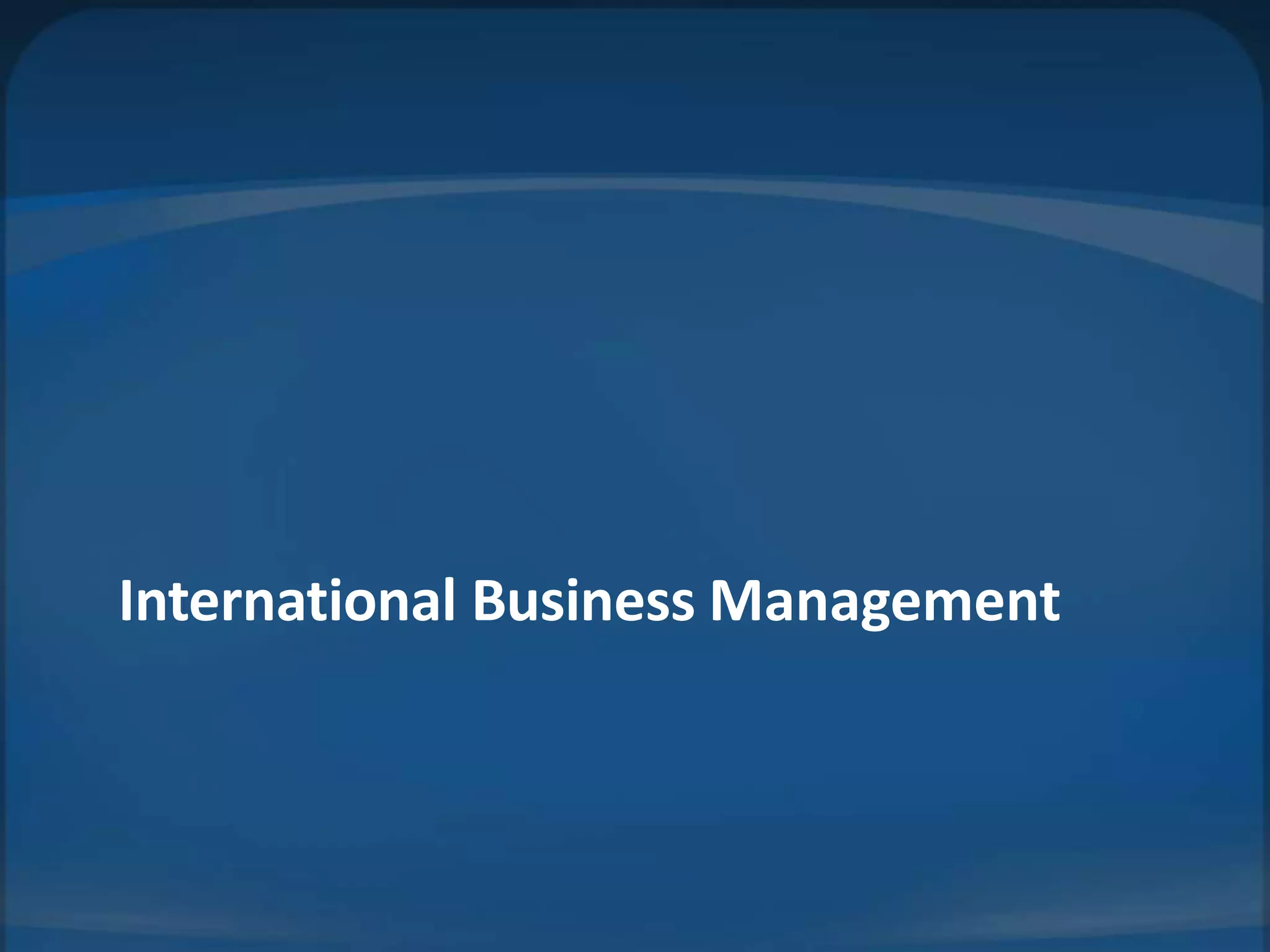 International Business Management
 