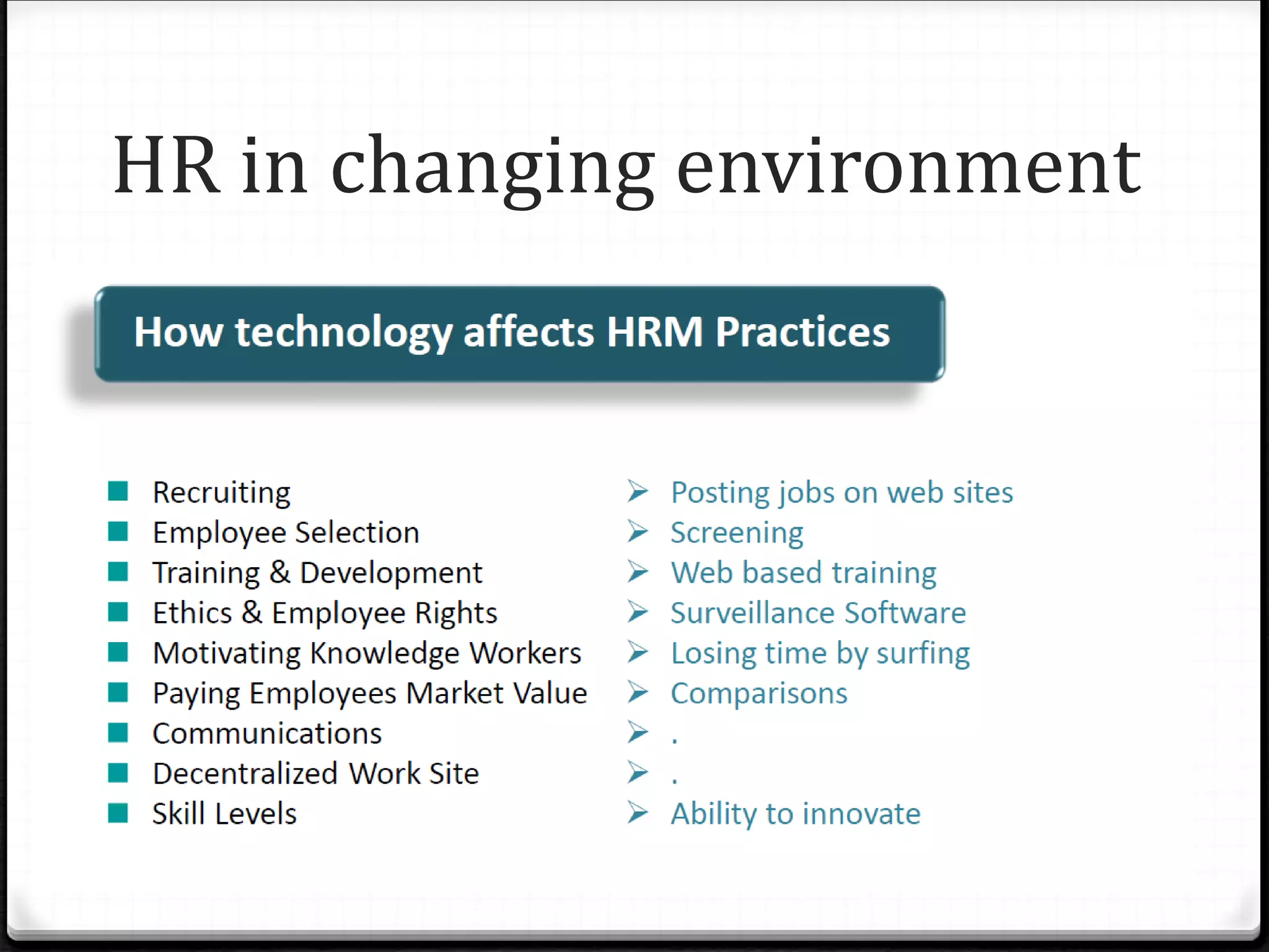 HR in changing environment
 