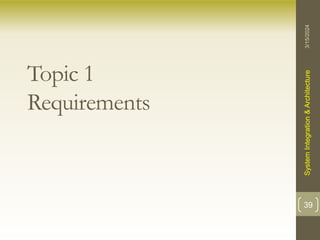 Topic 1
Requirements
3/15/2024
System
Integration
&
Architecture
39
 