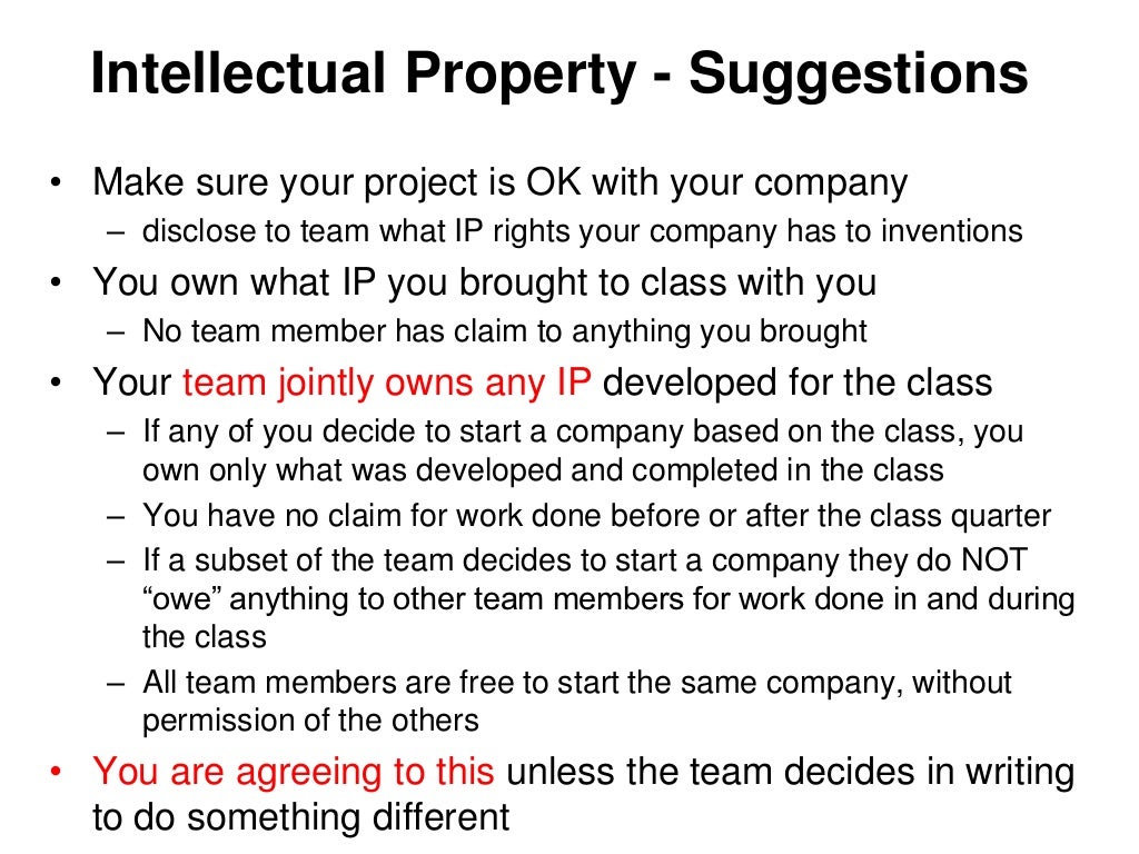 Intellectual Property Suggestions