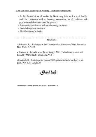 Lecture 1 introdication medical sociology for nursing | PDF