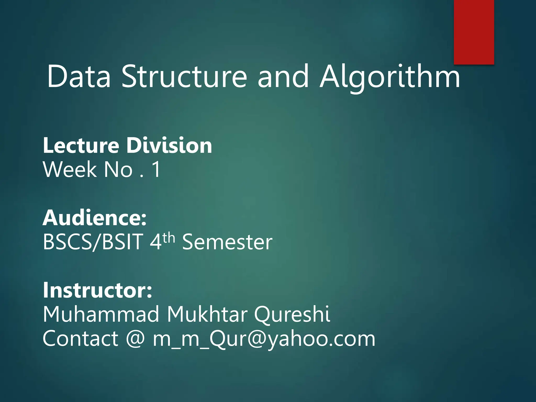 Introduction of DSA||DATA STRUCTURE AND ALGORITHUM | PPT