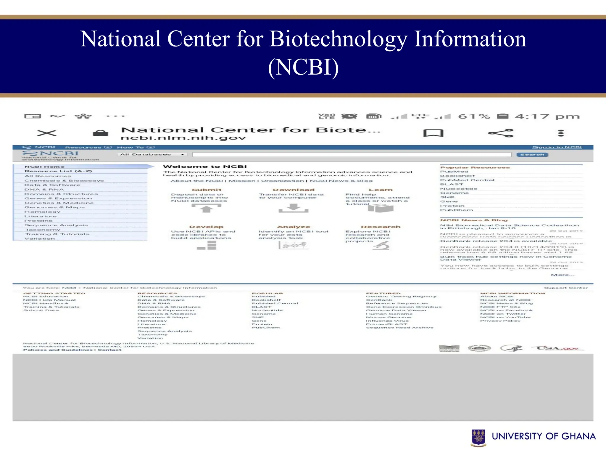 National Center for Biotechnology Information
(NCBI)
 