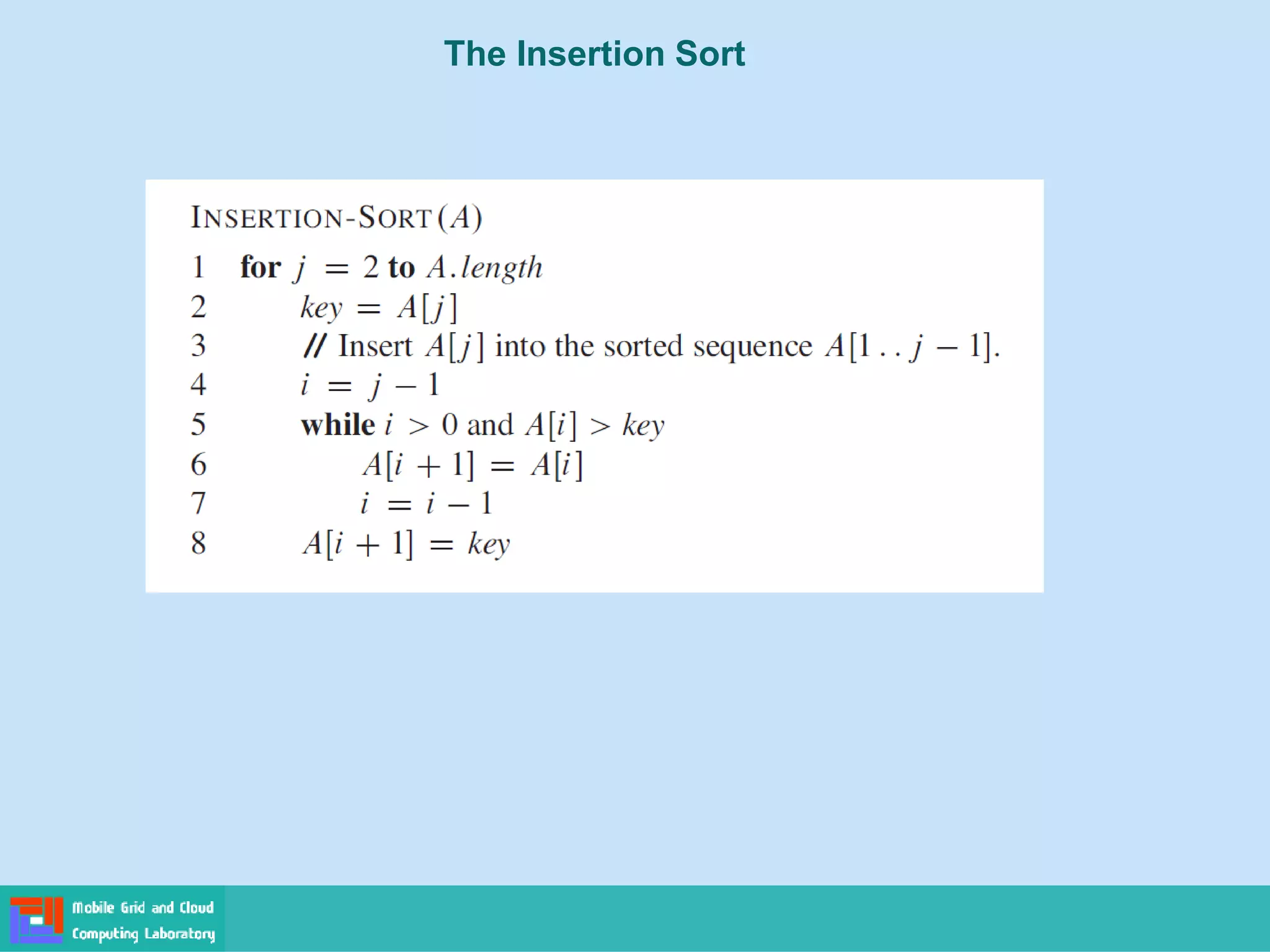 The Insertion Sort
 