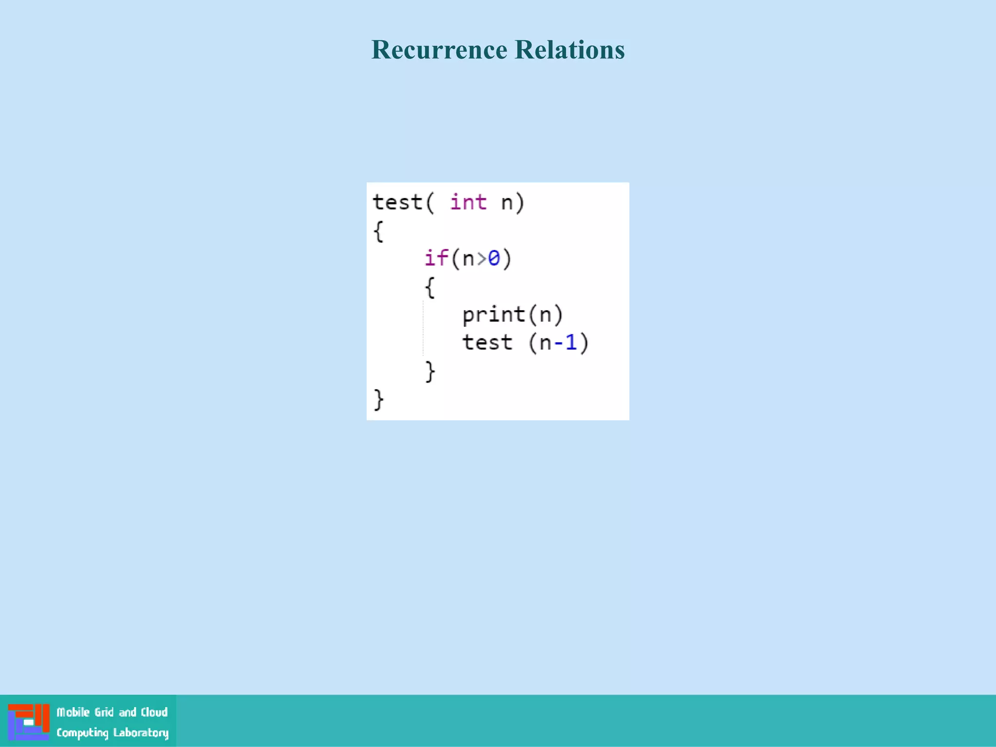 Recurrence Relations
 
