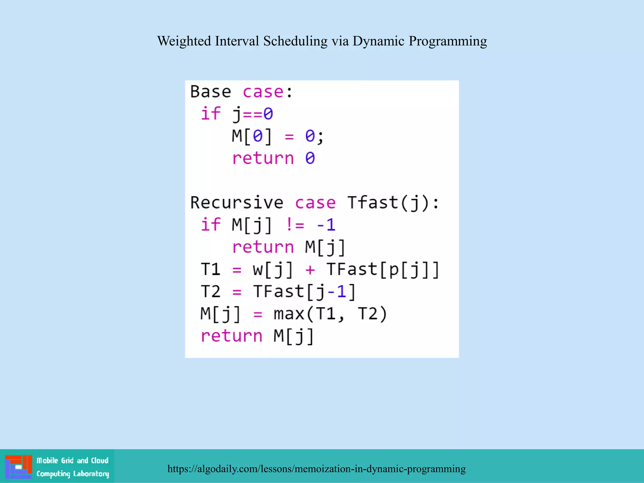 Weighted Interval Scheduling via Dynamic Programming
https://algodaily.com/lessons/memoization-in-dynamic-programming
 