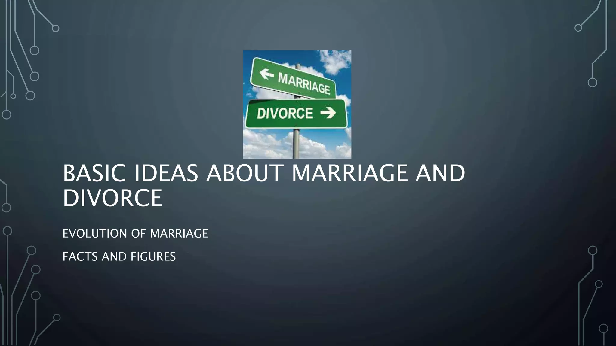 BASIC IDEAS ABOUT MARRIAGE AND
DIVORCE
EVOLUTION OF MARRIAGE
FACTS AND FIGURES
 
