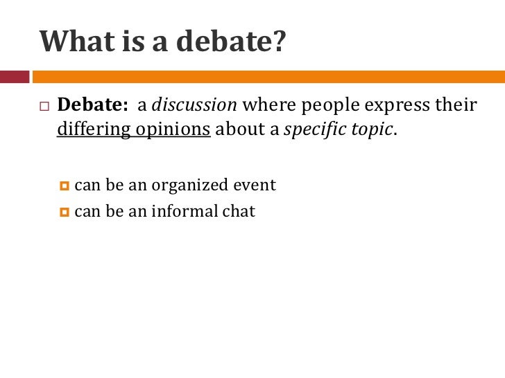 Lecture 1 introduction to debate (fall 2012)