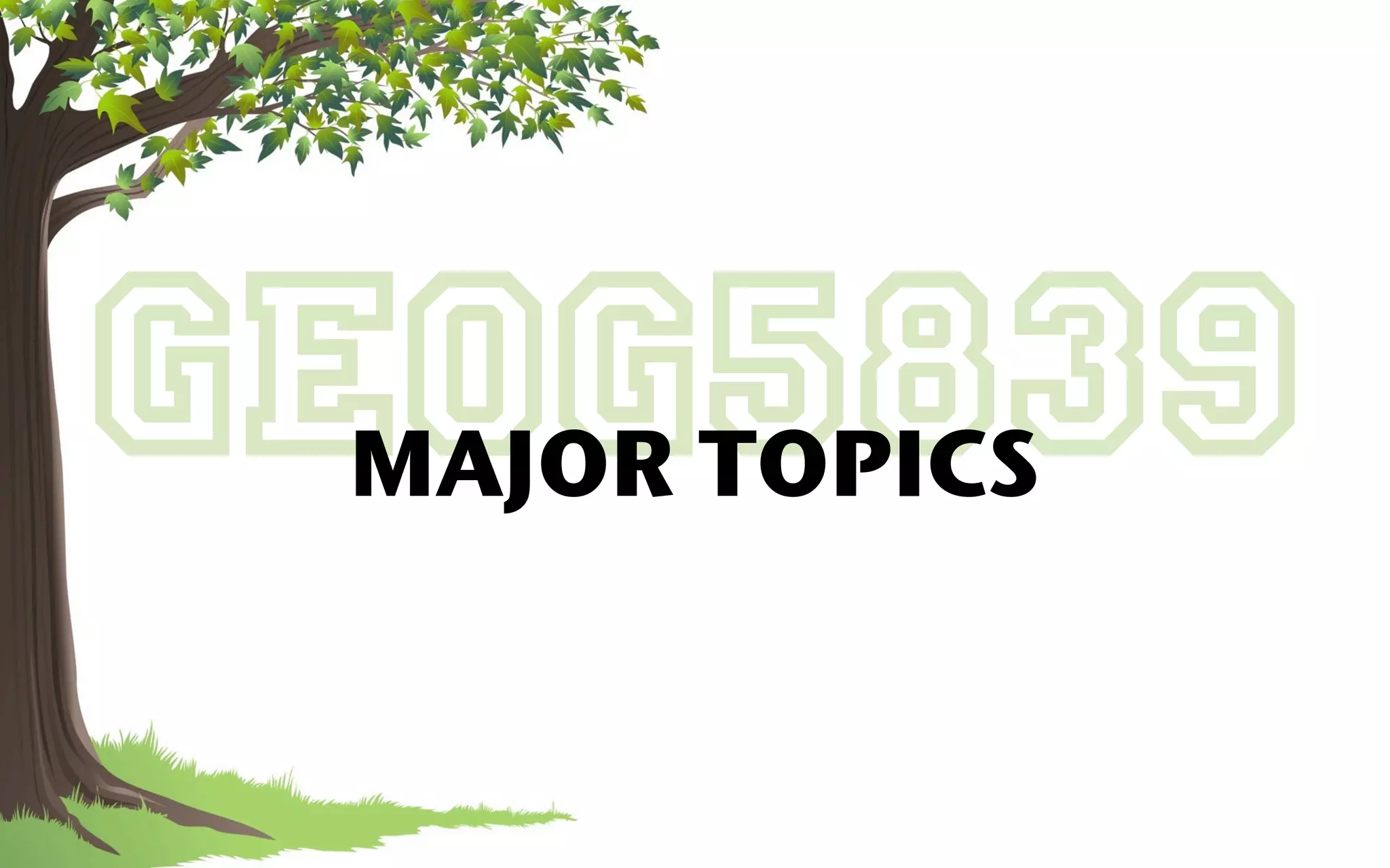 GEOG5839
 MAJOR TOPICS
 