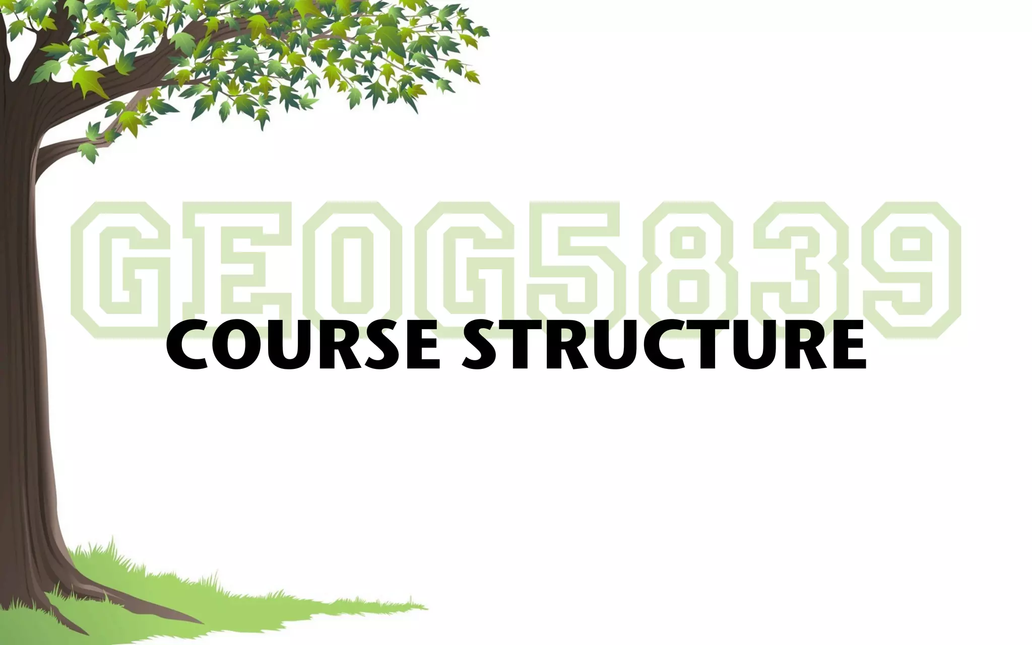 GEOG5839
COURSE STRUCTURE
 